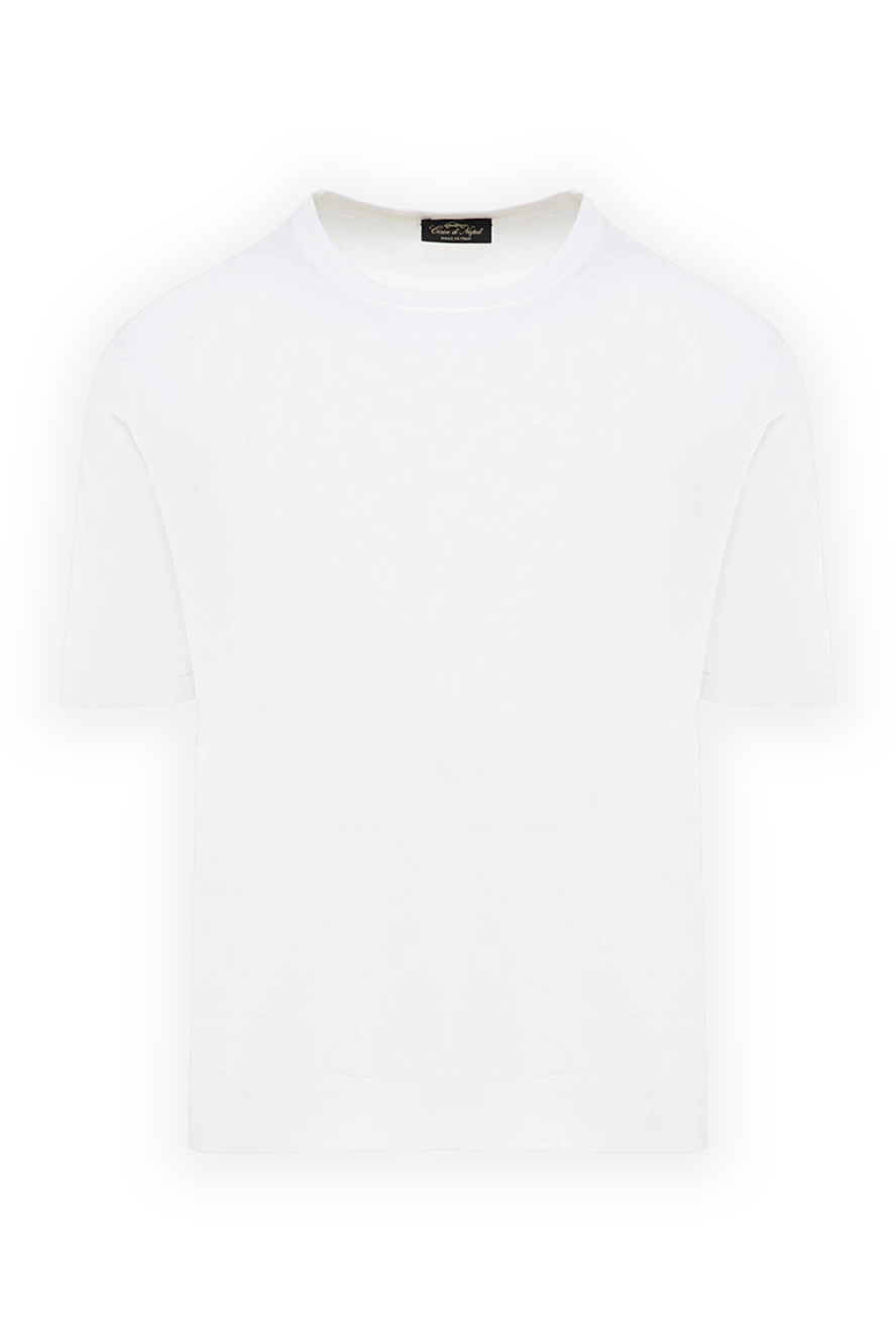 Cesare di Napoli man short sleeve silk jumper for men, white купить с ценами и фото 176942 - photo 1