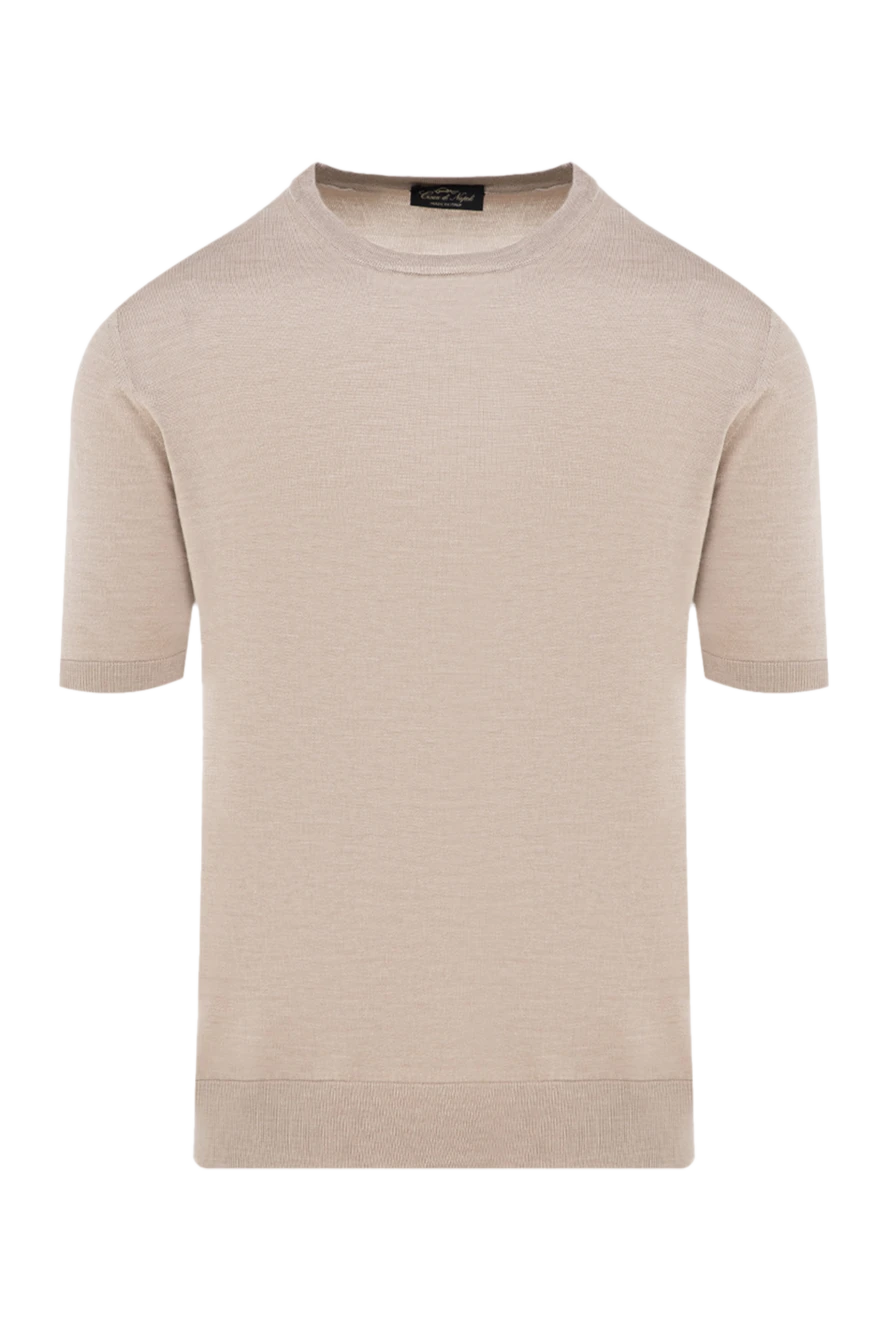 Cesare di Napoli man short sleeve silk jumper for men, beige купить с ценами и фото 176945 - photo 1