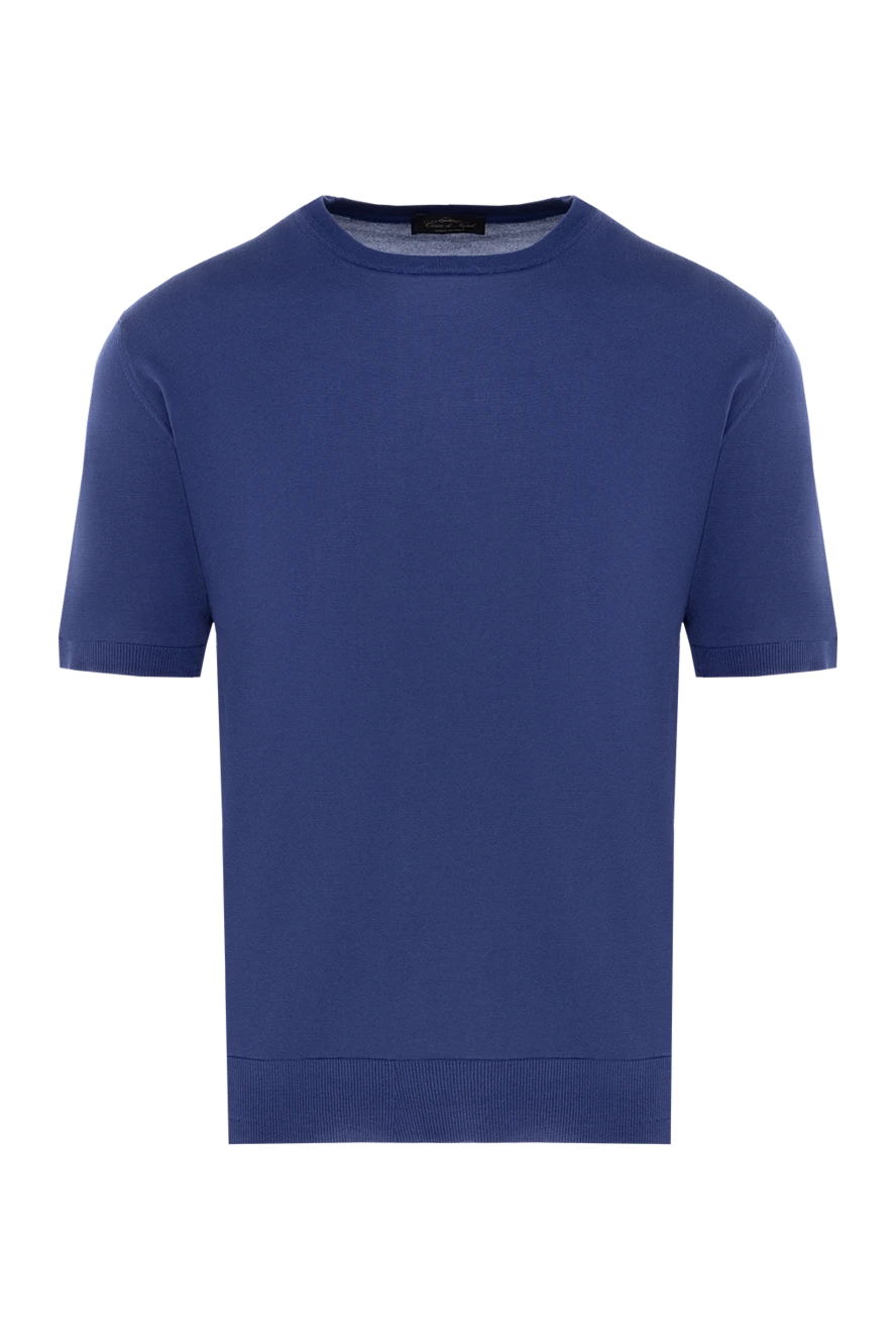 Cesare di Napoli man men's blue short sleeve silk jumper купить с ценами и фото 176947 - photo 1