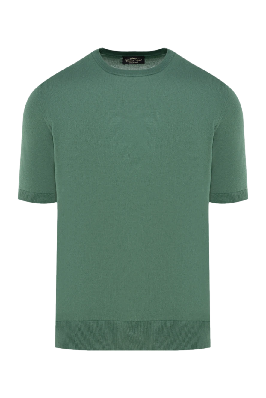 Cesare di Napoli man men's short sleeve silk and cotton jumper green купить с ценами и фото 176950 - photo 1