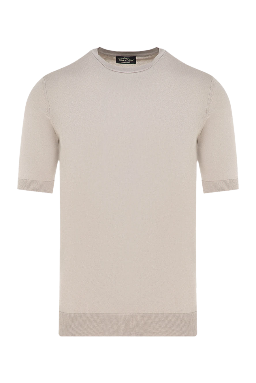 Cesare di Napoli man men's short sleeve silk and cotton jumper, beige купить с ценами и фото 176955 - photo 1