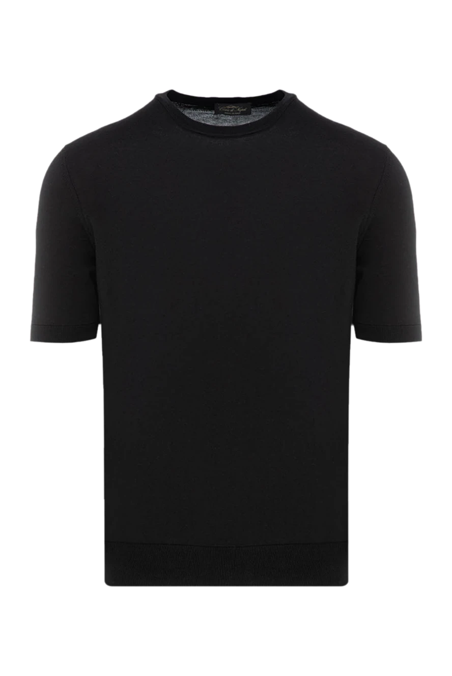 Cesare di Napoli man men's black short sleeve silk and cotton jumper купить с ценами и фото 176956 - photo 1