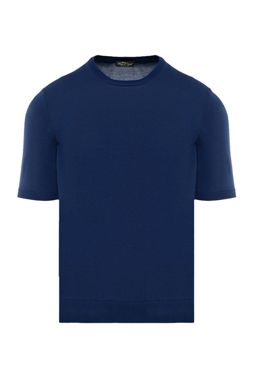 Cesare di Napoli man men's blue short sleeve cotton jumper купить с ценами и фото 176959 - photo 1