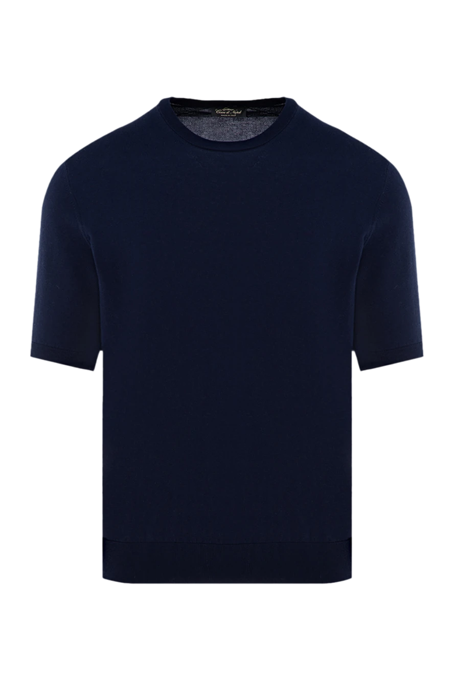 Cesare di Napoli man men's blue short sleeve cotton jumper купить с ценами и фото 176960 - photo 1