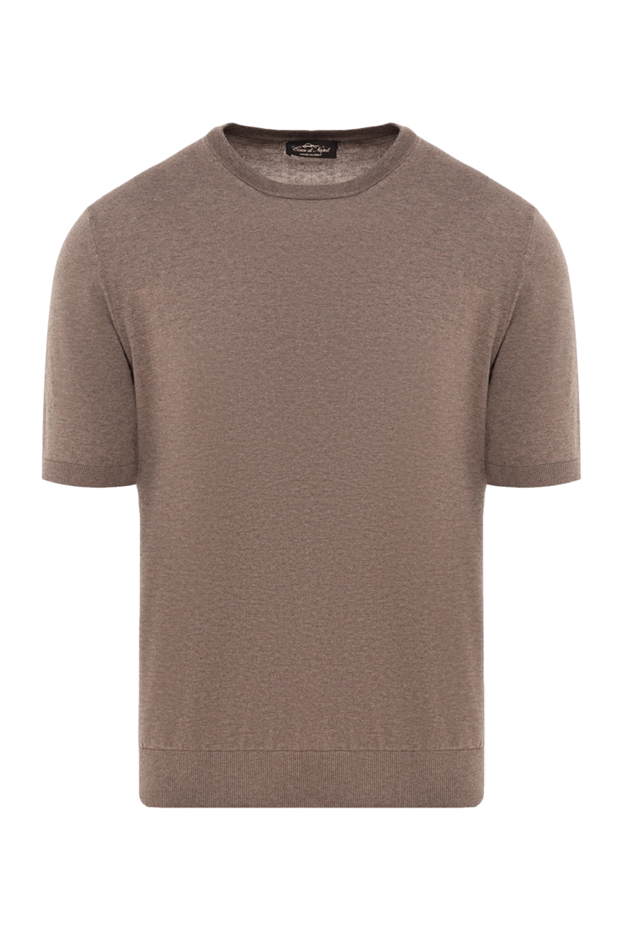 Cesare di Napoli man short sleeve cotton jumper for men, brown купить с ценами и фото 176961 - photo 1