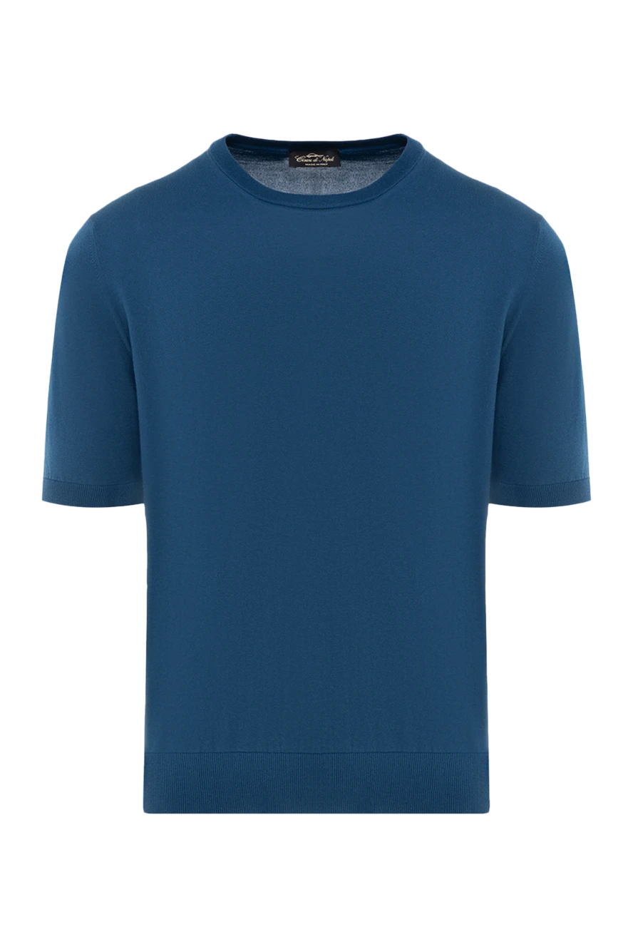 Cesare di Napoli man men's blue short sleeve cotton jumper купить с ценами и фото 176963 - photo 1