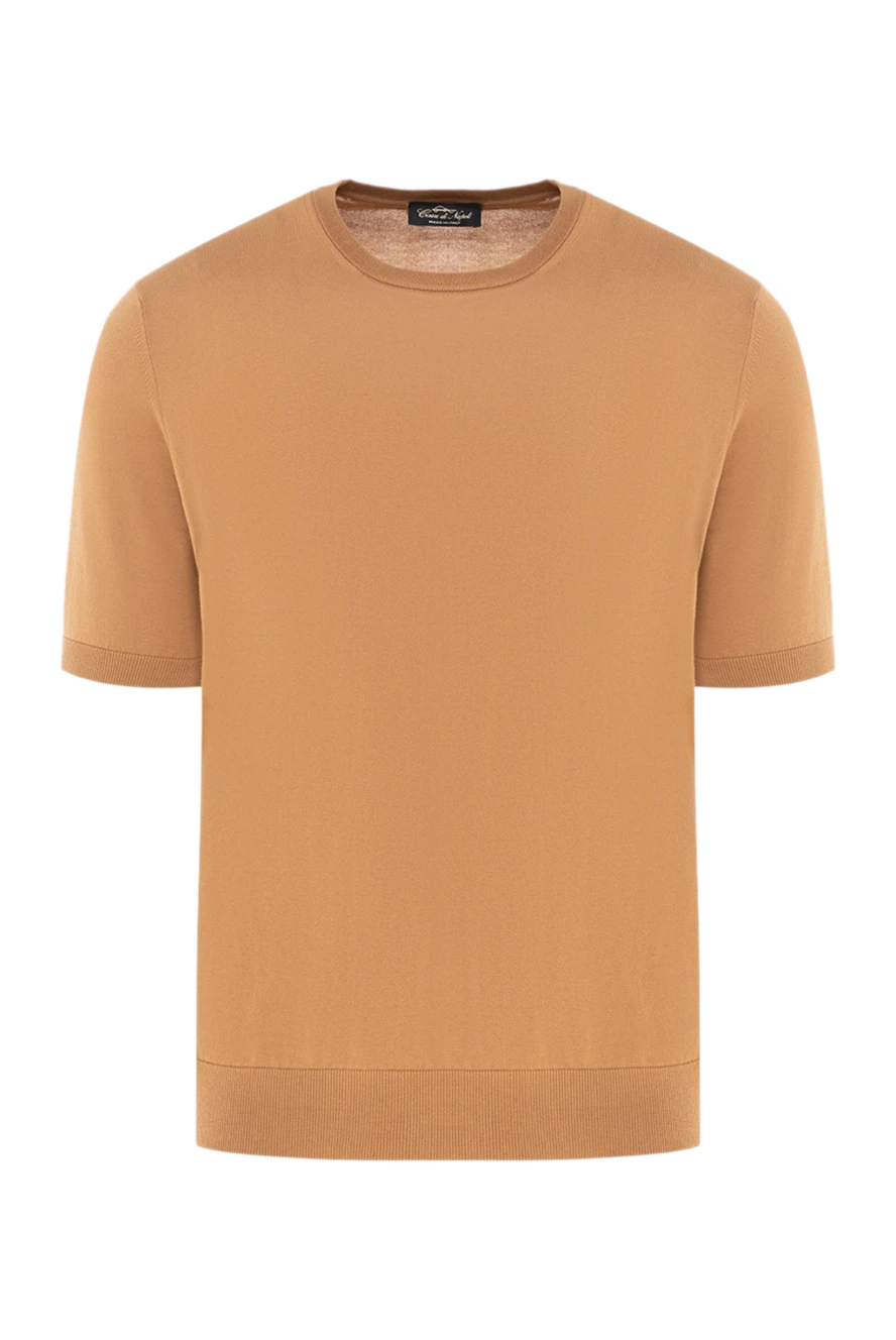 Cesare di Napoli man short sleeve cotton jumper for men, brown купить с ценами и фото 176965 - photo 1