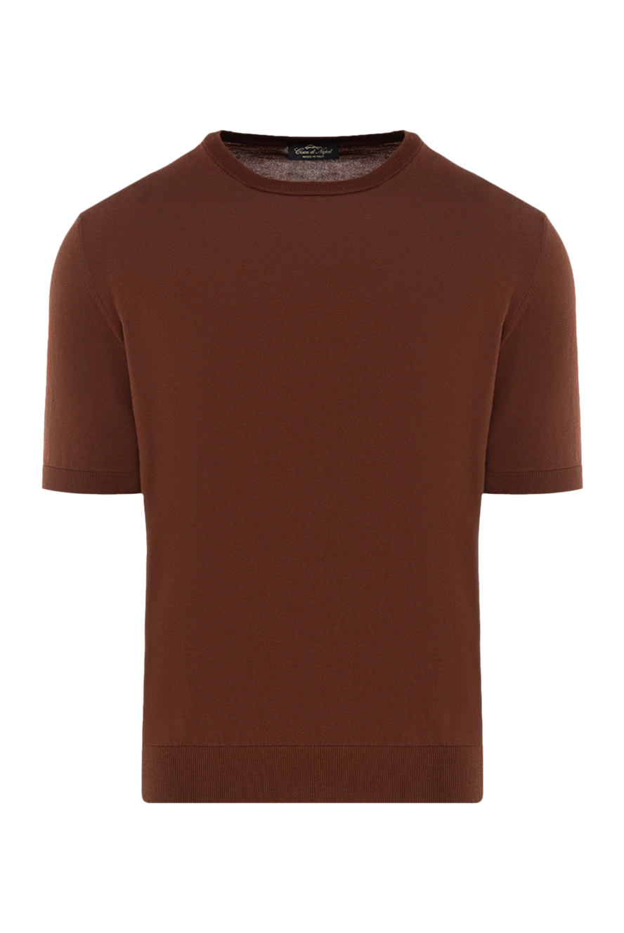 Cesare di Napoli man short sleeve cotton jumper for men, brown купить с ценами и фото 176966 - photo 1