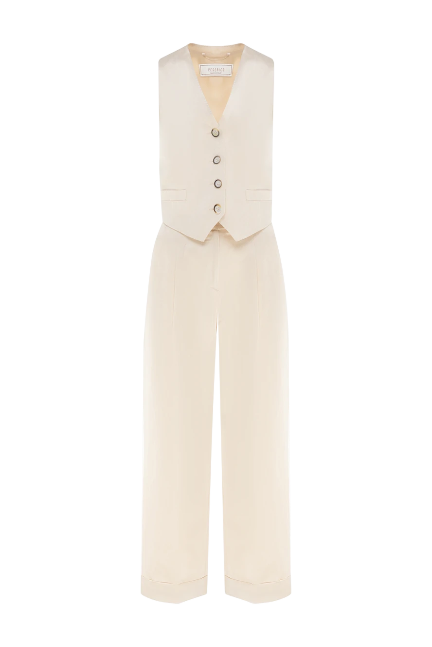 Peserico бежевый костюм из льна с жилетом на пуговицах женский 176968 - фото 1