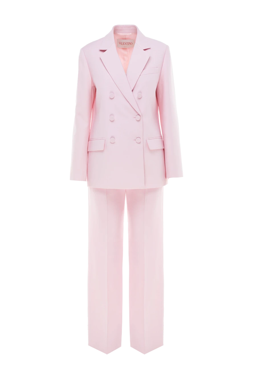 Valentino woman women's pink wool and silk suit with trousers купить с ценами и фото 176969 - photo 1