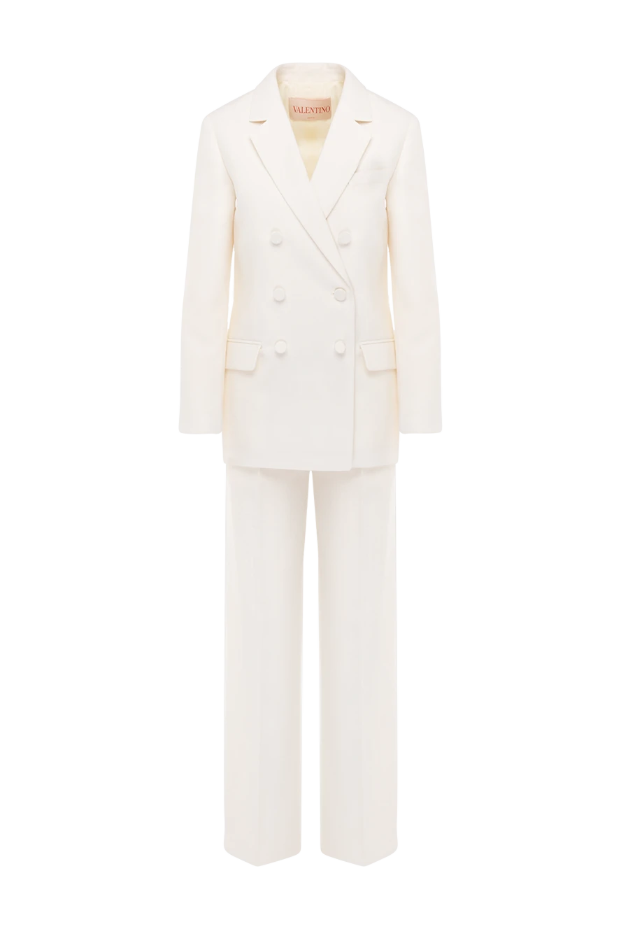 Valentino woman women's white wool and silk suit with trousers купить с ценами и фото 176995 - photo 1