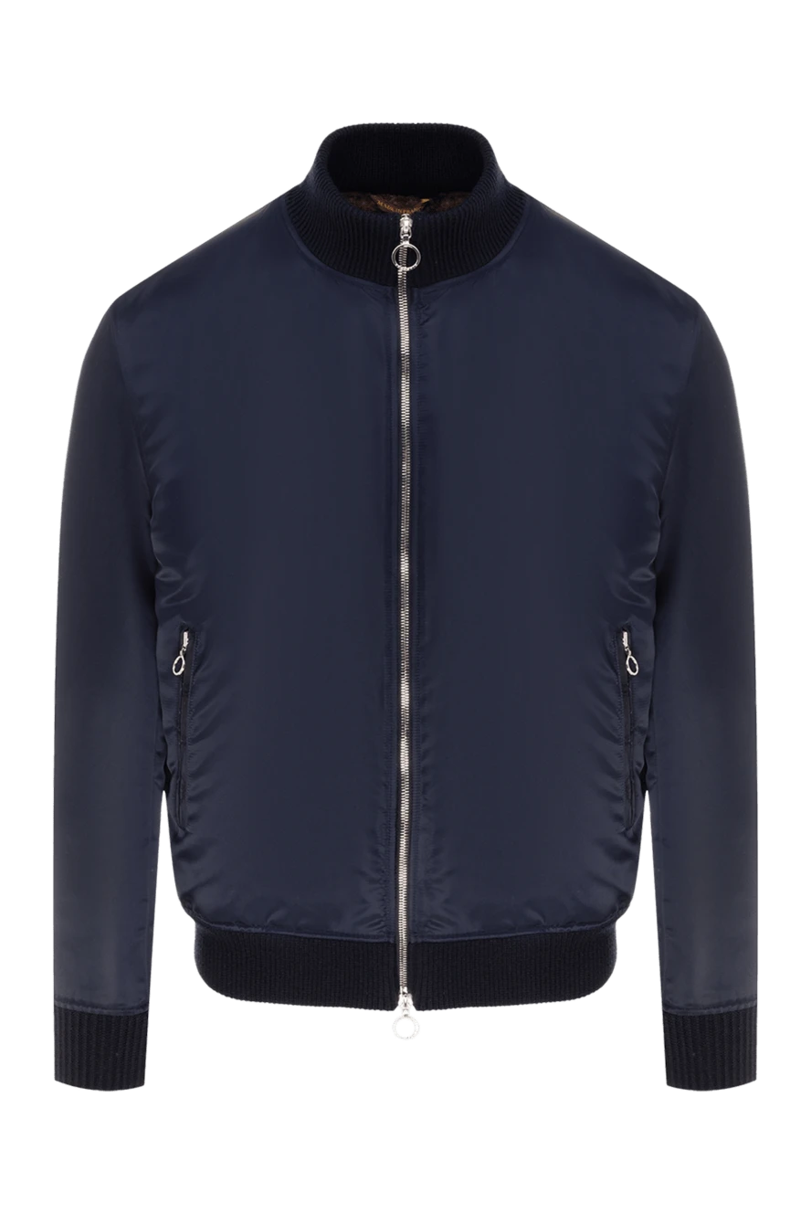 Seraphin мужская синяя куртка из нейлона и кожи с мехом 177086 - фото 1