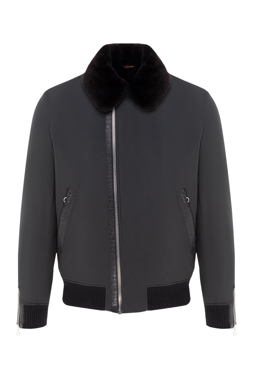 Seraphin мужская черная куртка с отделкой из крокодиловой кожи и мехом
177087 - фото 1