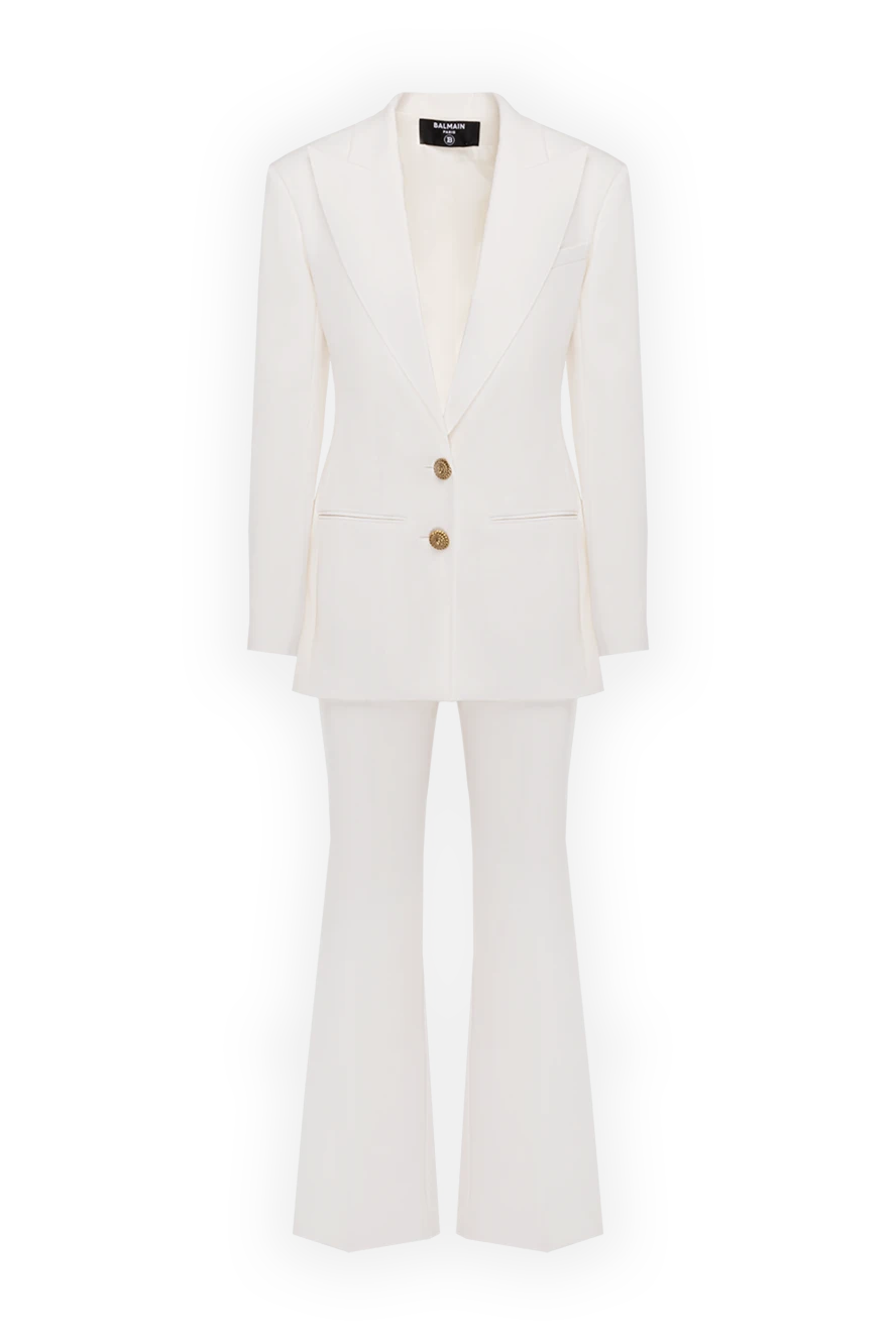 Balmain woman women's white viscose and elastane trouser suit купить с ценами и фото 177235 - photo 1