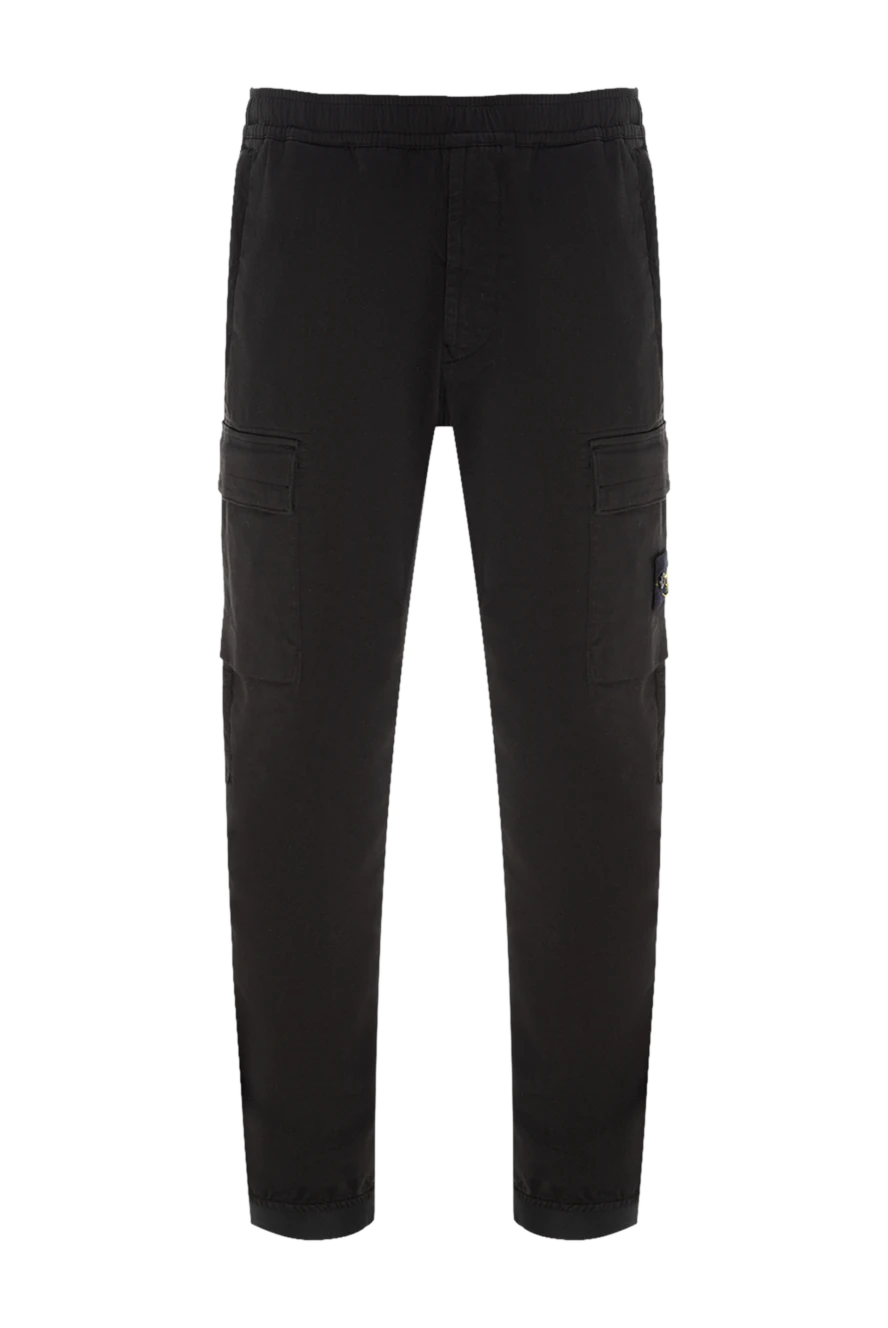 Stone Island man men's black cotton and elastane trousers купить с ценами и фото 177256 - photo 1