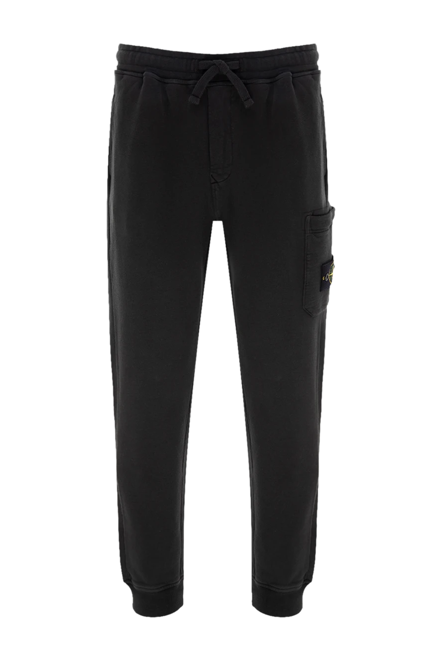 Stone Island man men's black cotton trousers купить с ценами и фото 177260 - photo 1