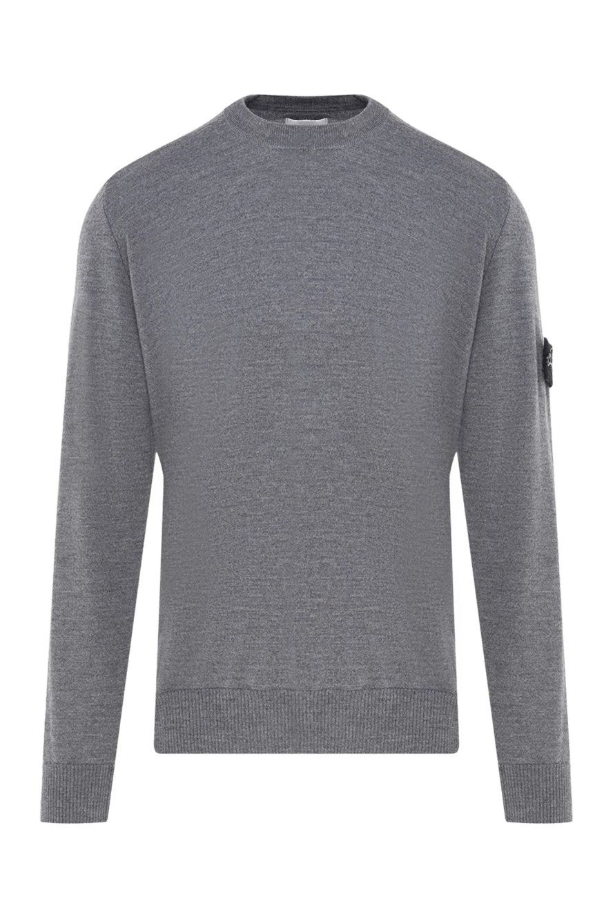 Stone Island man long sleeve wool jumper for men, gray купить с ценами и фото 177270 - photo 1