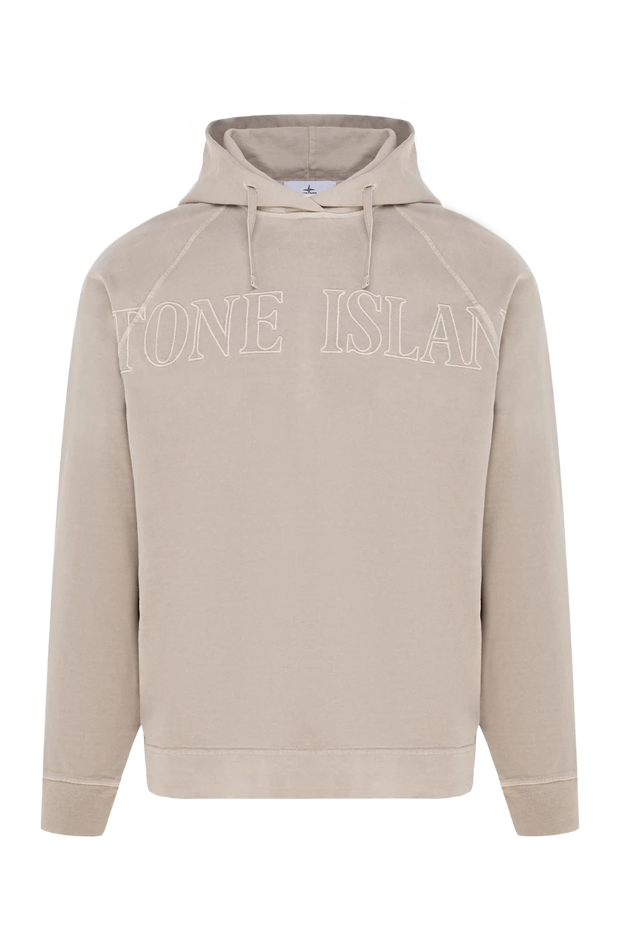 Stone Island man cotton hoodie for men, beige купить с ценами и фото 177276 - photo 1