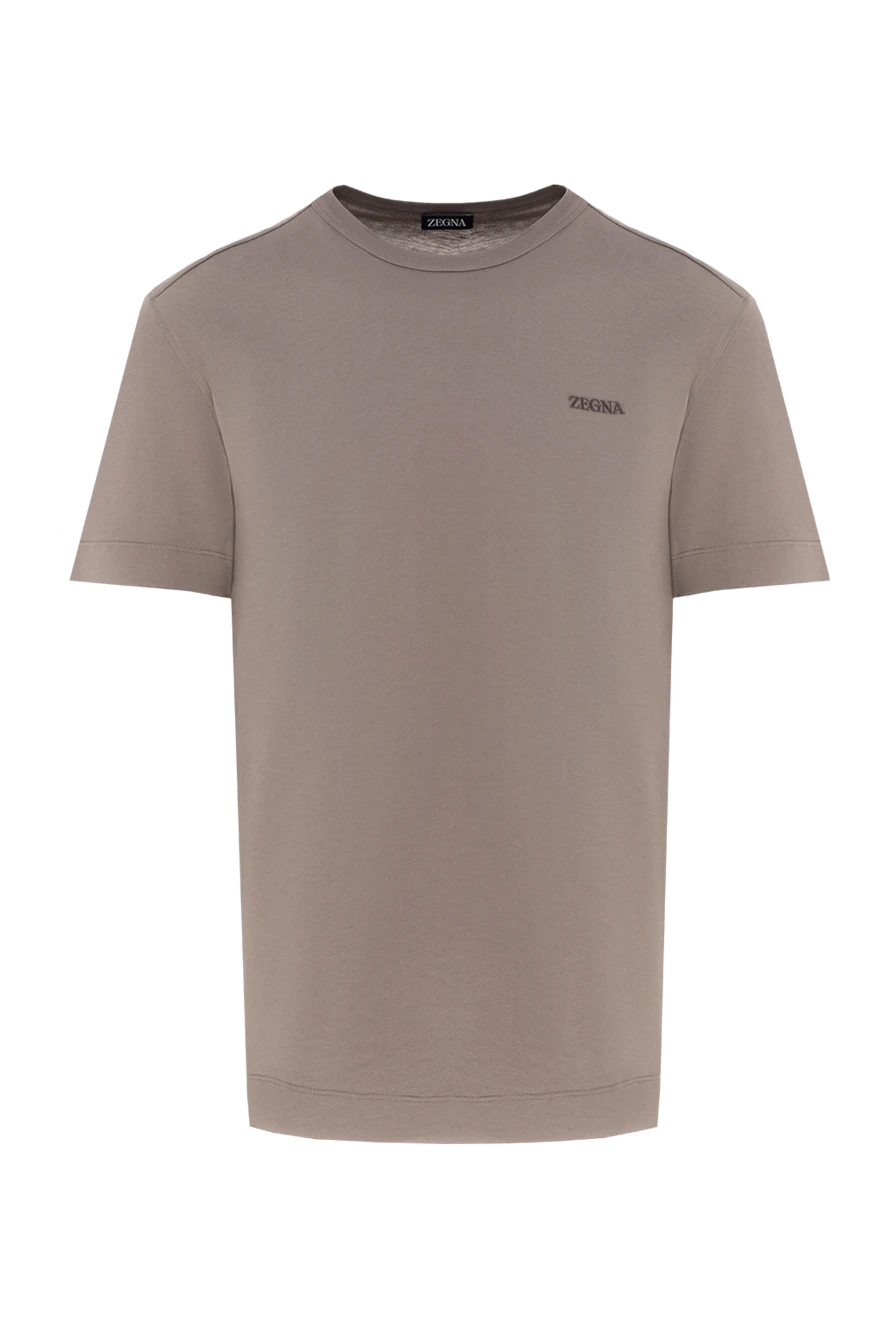 Ermenegildo Zegna man cotton t-shirt for men, brown купить с ценами и фото 177338 - photo 1