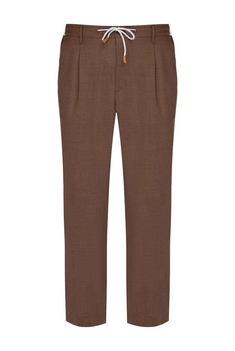 Eleventy man men's brown wool and elastane trousers купить с ценами и фото 177525 - photo 1