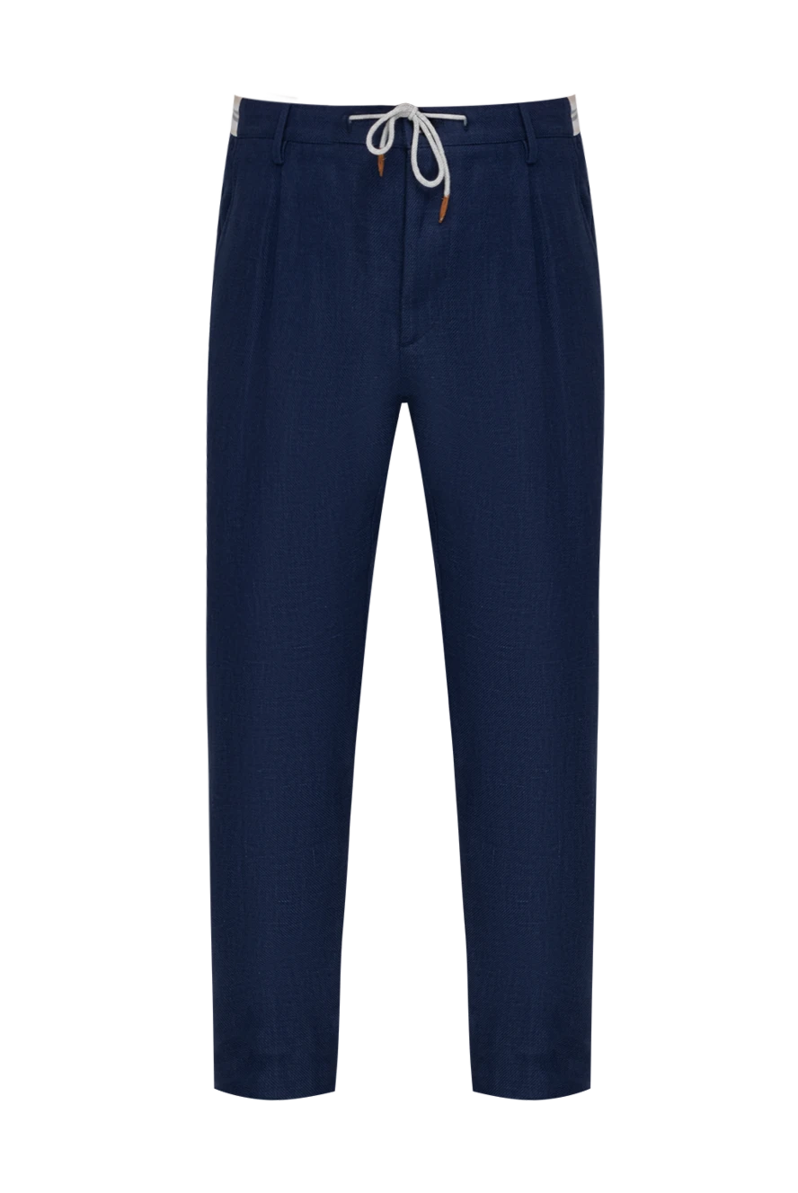 Eleventy man men's blue linen trousers купить с ценами и фото 177528 - photo 1