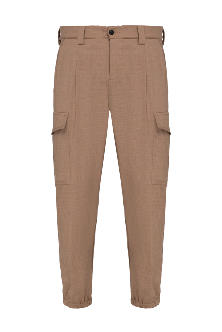 Eleventy man men's brown wool and elastane trousers купить с ценами и фото 177529 - photo 1