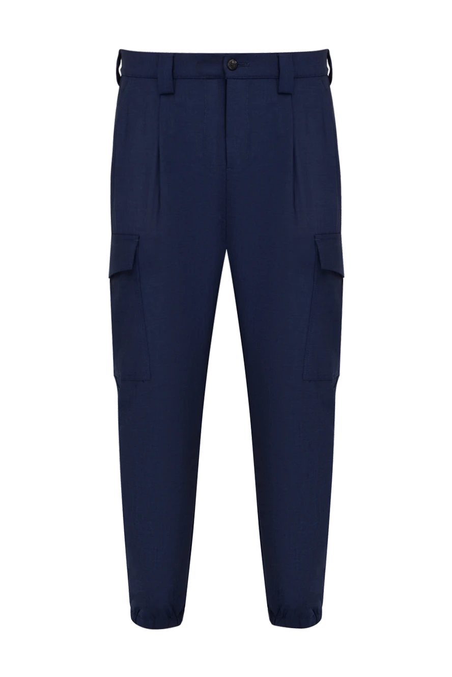 Eleventy man men's blue wool and elastane trousers купить с ценами и фото 177531 - photo 1