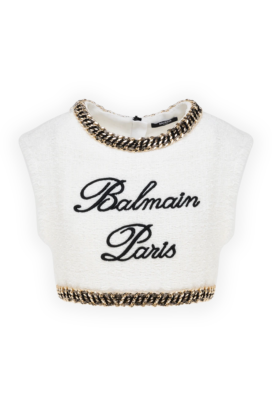 Balmain woman women's white cotton and polyamide top купить с ценами и фото 177567 - photo 1