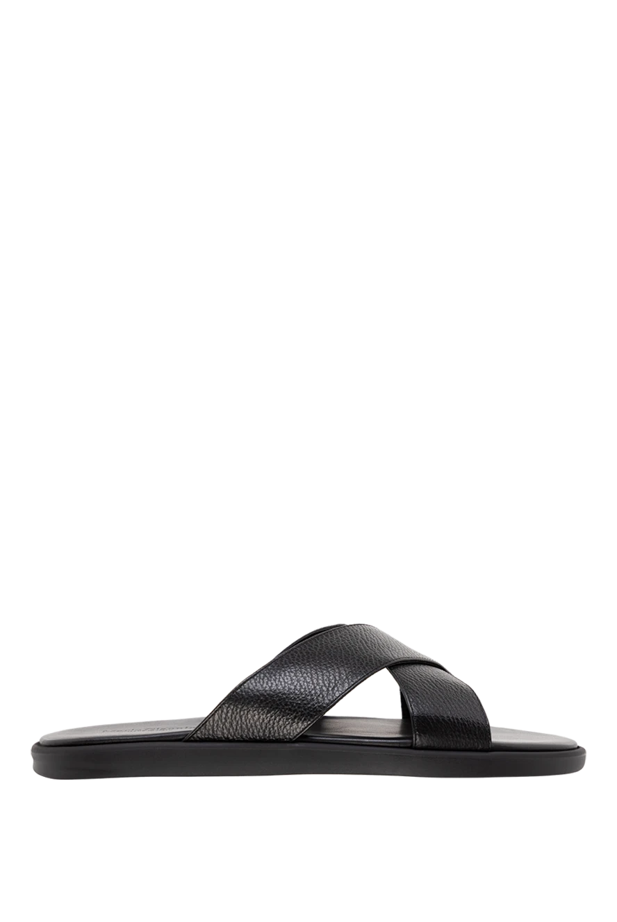 Doucal`s man black men's genuine leather flip-flops купить с ценами и фото 177584 - photo 1