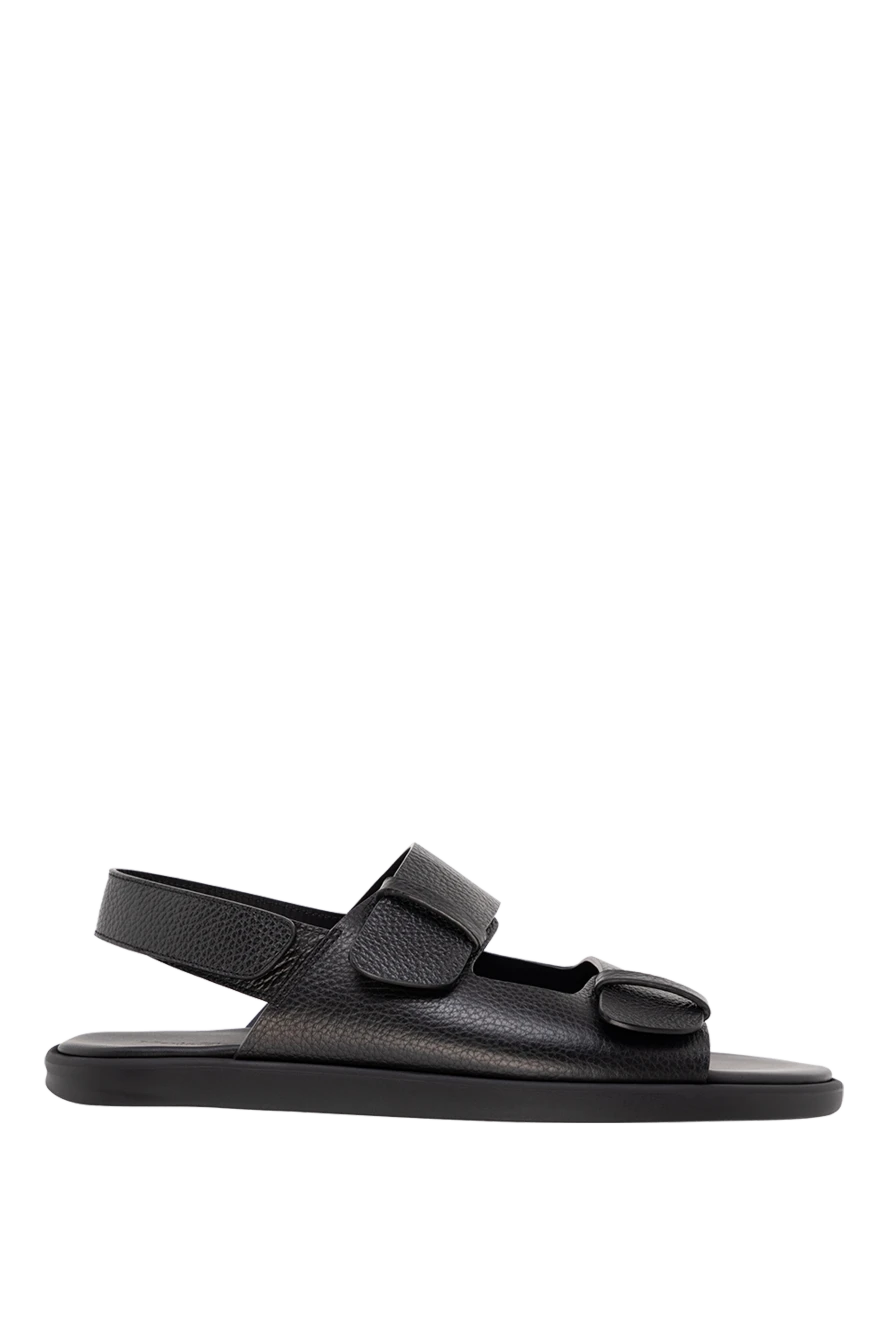 Doucal`s man black men's genuine leather flip-flops купить с ценами и фото 177587 - photo 1