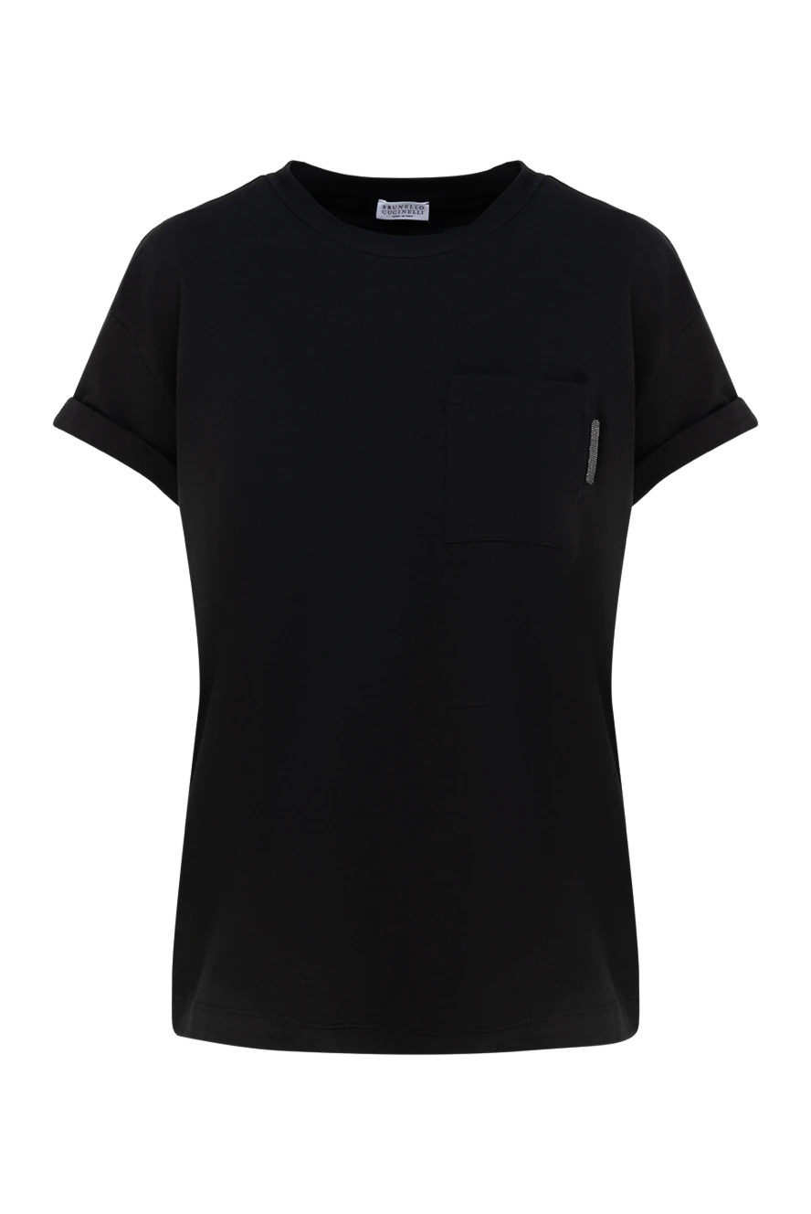 Brunello Cucinelli футболка из хлопка и эластана женская черная 177688 - фото 1