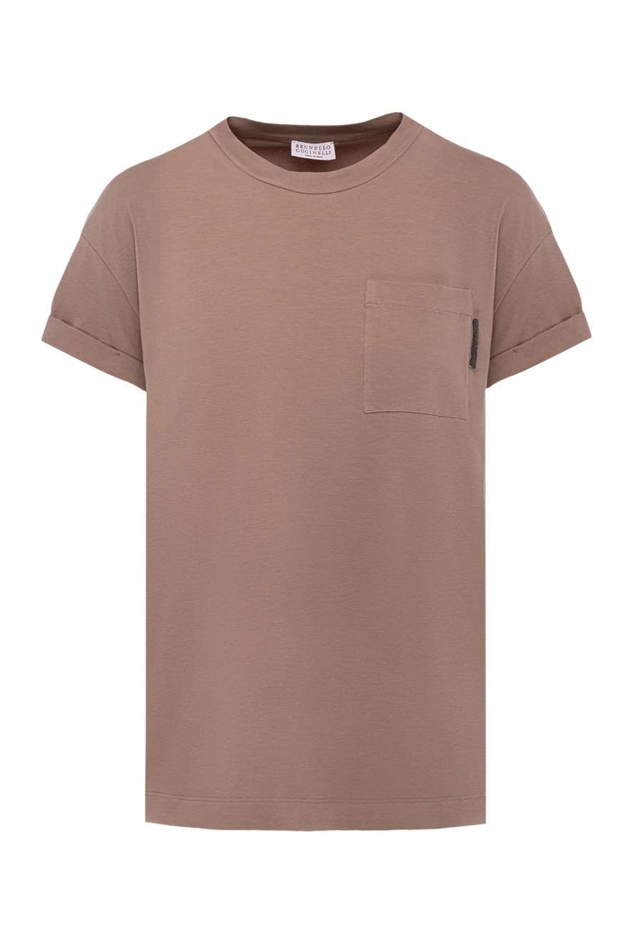 Brunello Cucinelli футболка из хлопка и эластана женская коричневая 177689 - фото 1