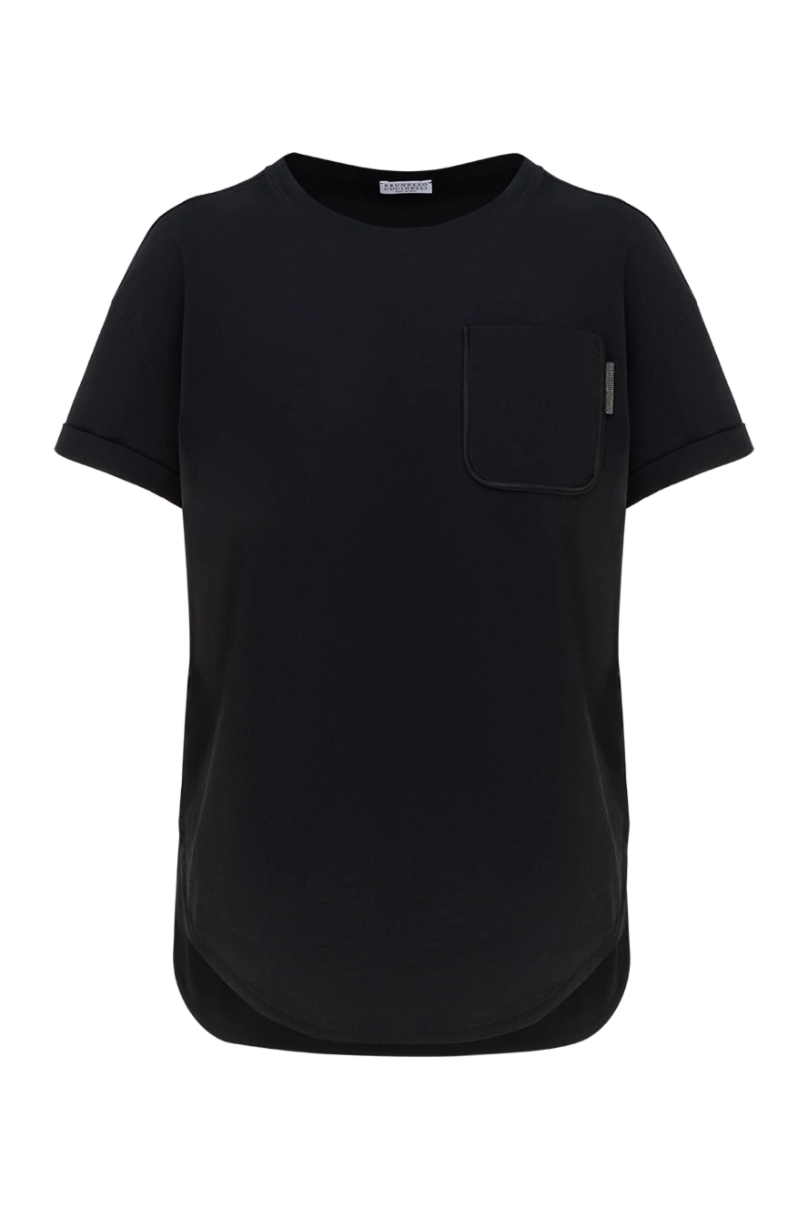 Brunello Cucinelli әйелдерге арналған мақтадан жасалған футболка, қара 177690 - фото 1
