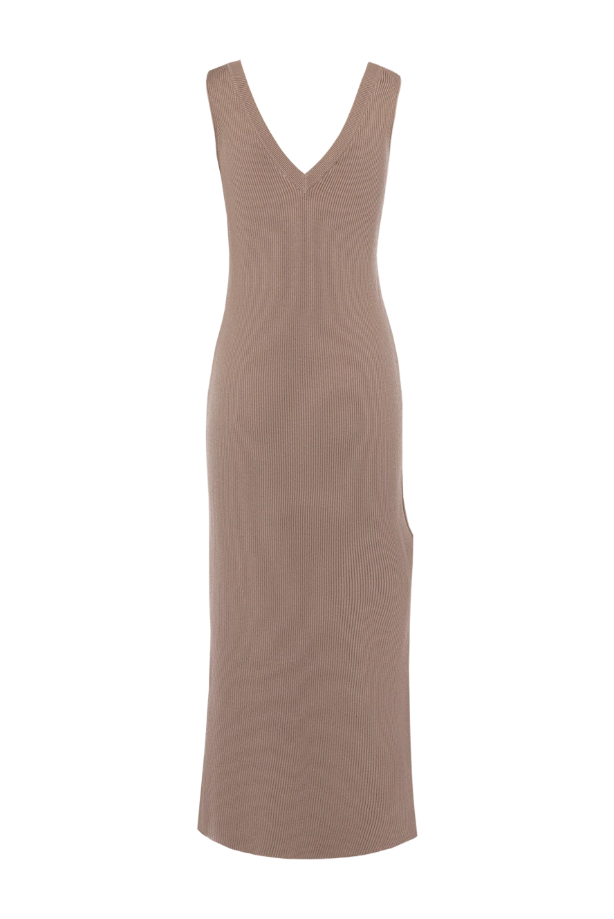 Brunello Cucinelli платье из хлопка женское коричневое 177694 - фото 1