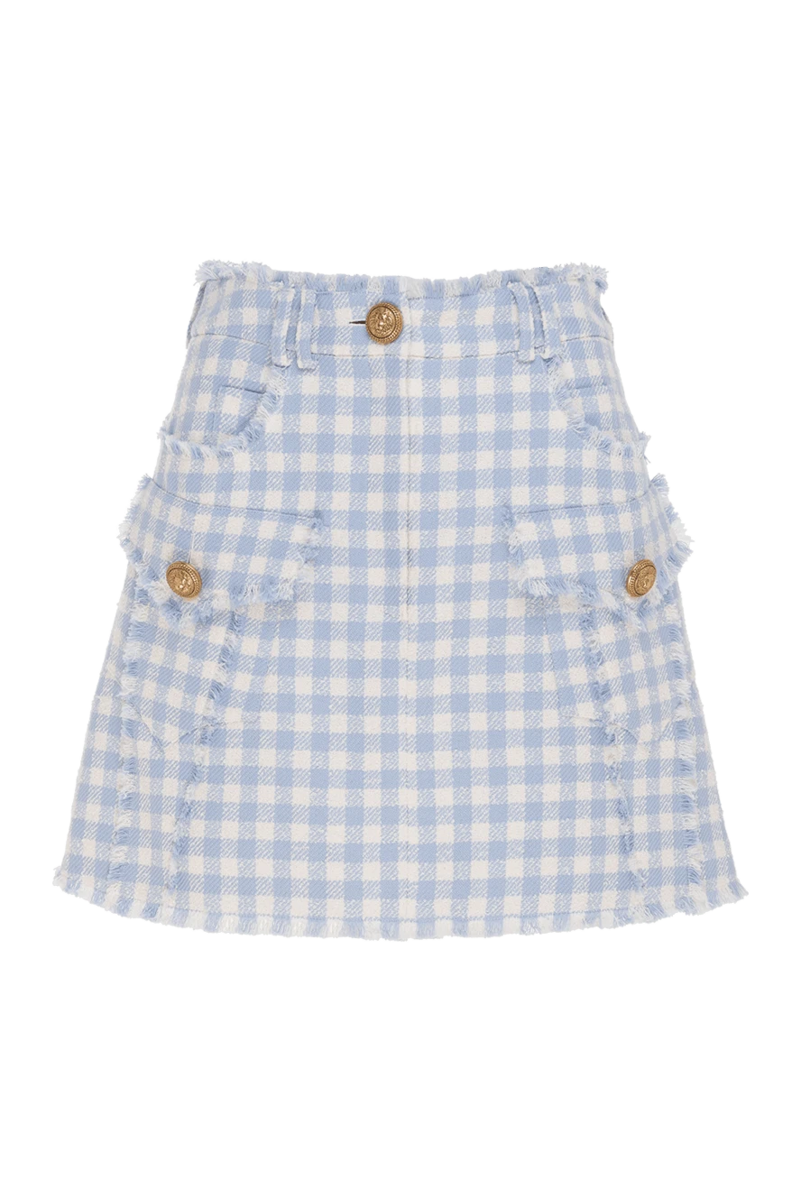 Balmain woman women's blue cotton and polyamide skirt купить с ценами и фото 177779 - photo 1