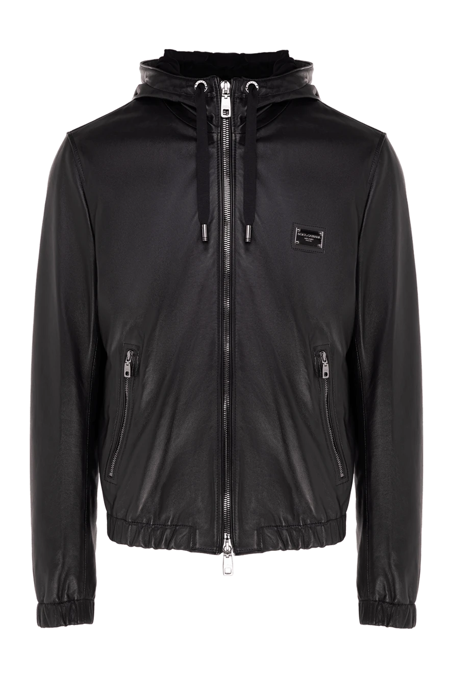 Dolce & Gabbana man genuine leather jacket black for men купить с ценами и фото 177792 - photo 1