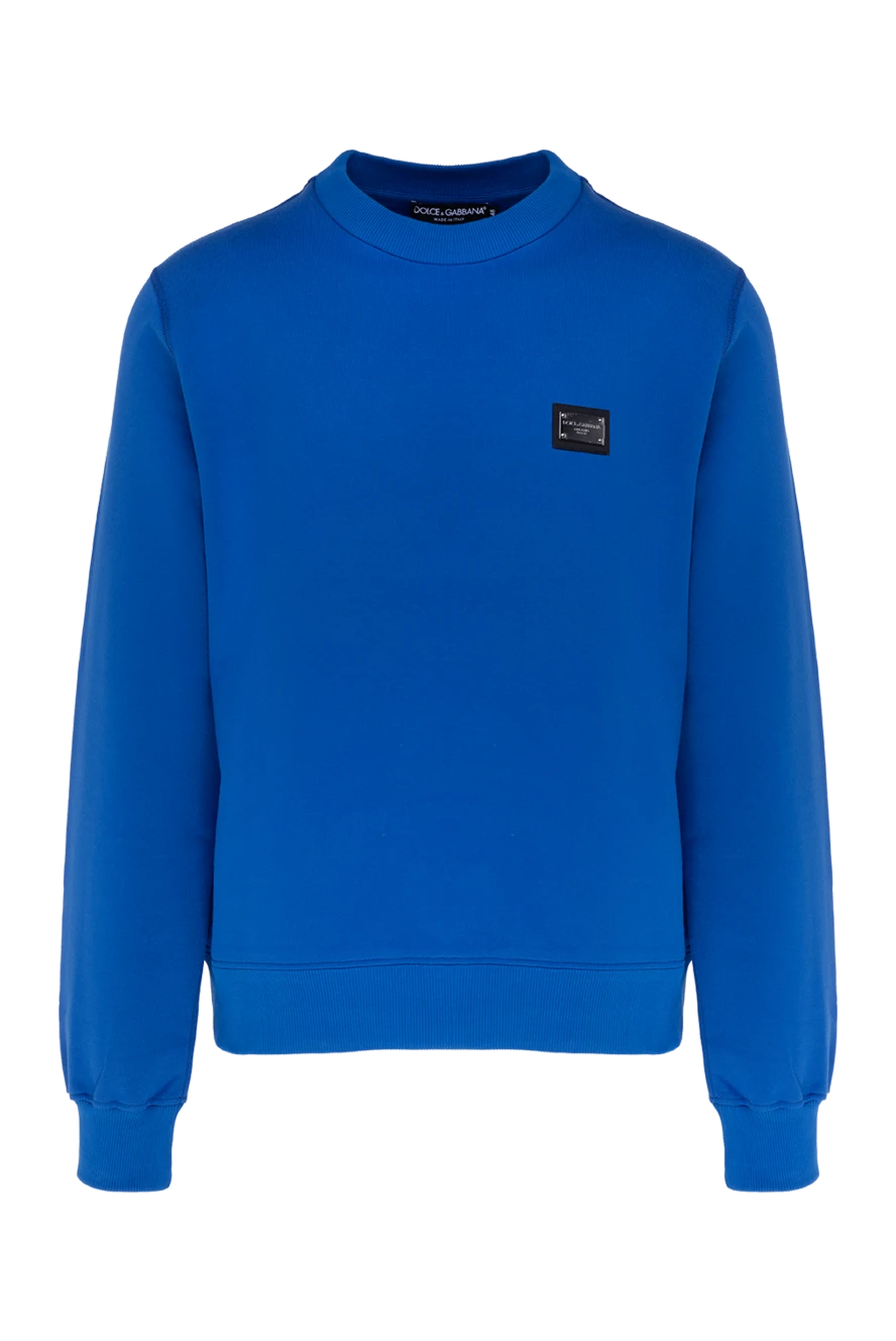 Dolce & Gabbana man cotton sweatshirt for men, blue купить с ценами и фото 177801 - photo 1