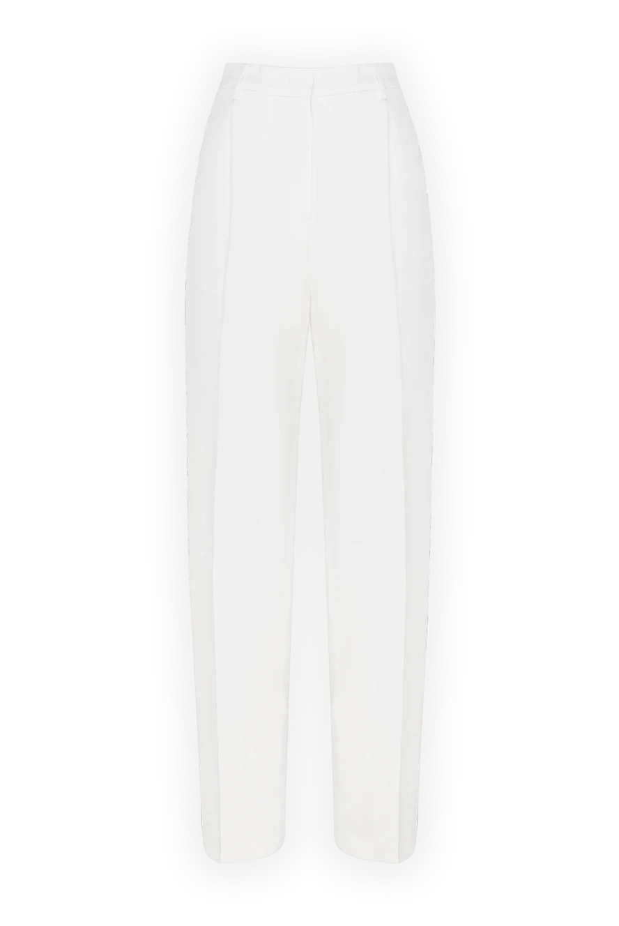 MSGM woman women's white linen and viscose trousers купить с ценами и фото 177860 - photo 1