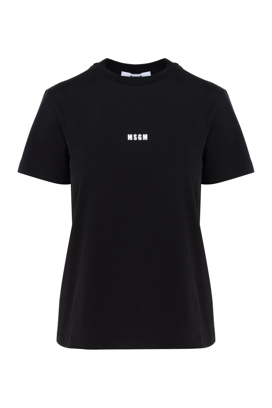 MSGM хлопковая футболка черного цвета с минималистичным брендовым декором 177868 - фото 1