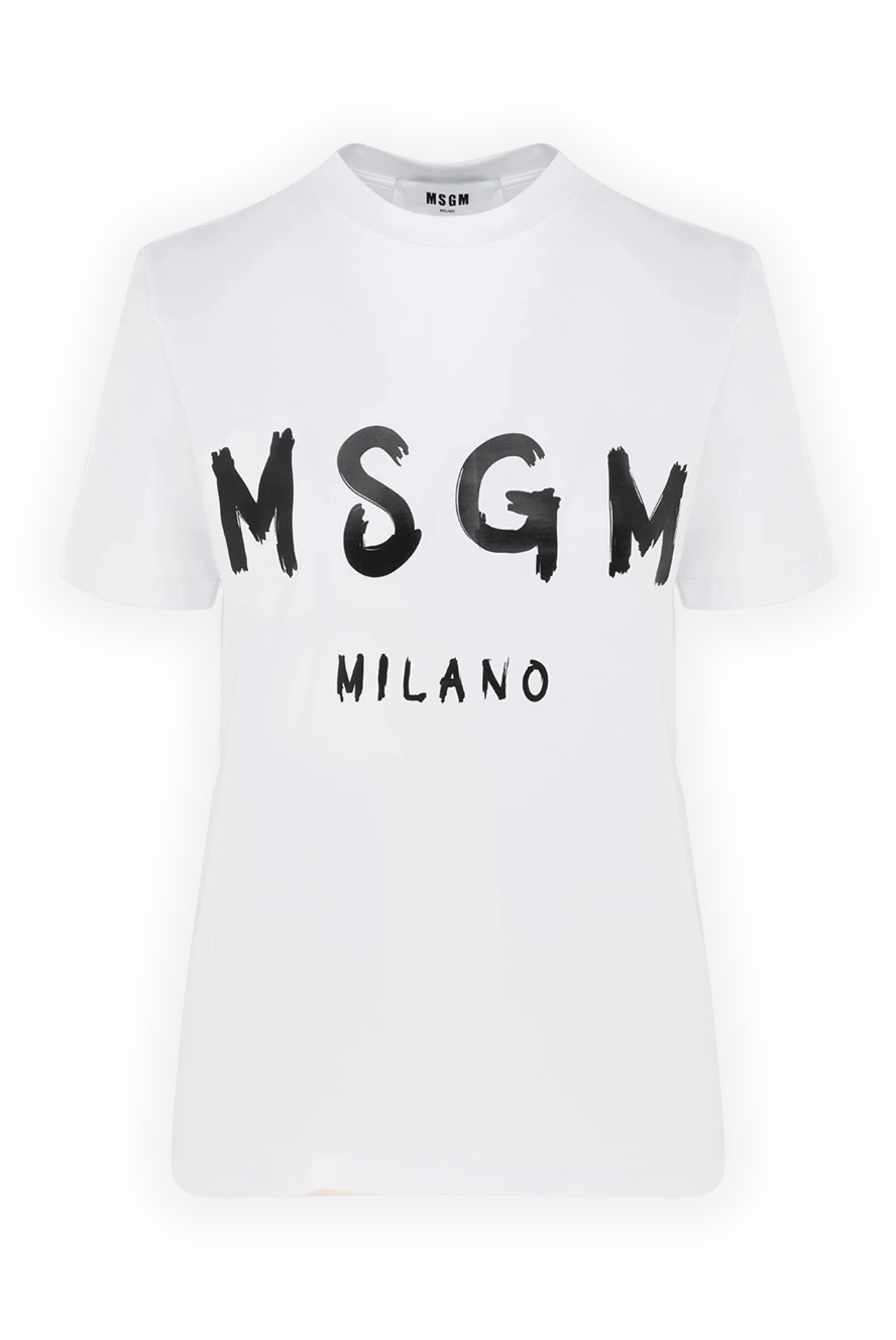 MSGM woman women's white cotton t-shirt купить с ценами и фото 177872 - photo 1