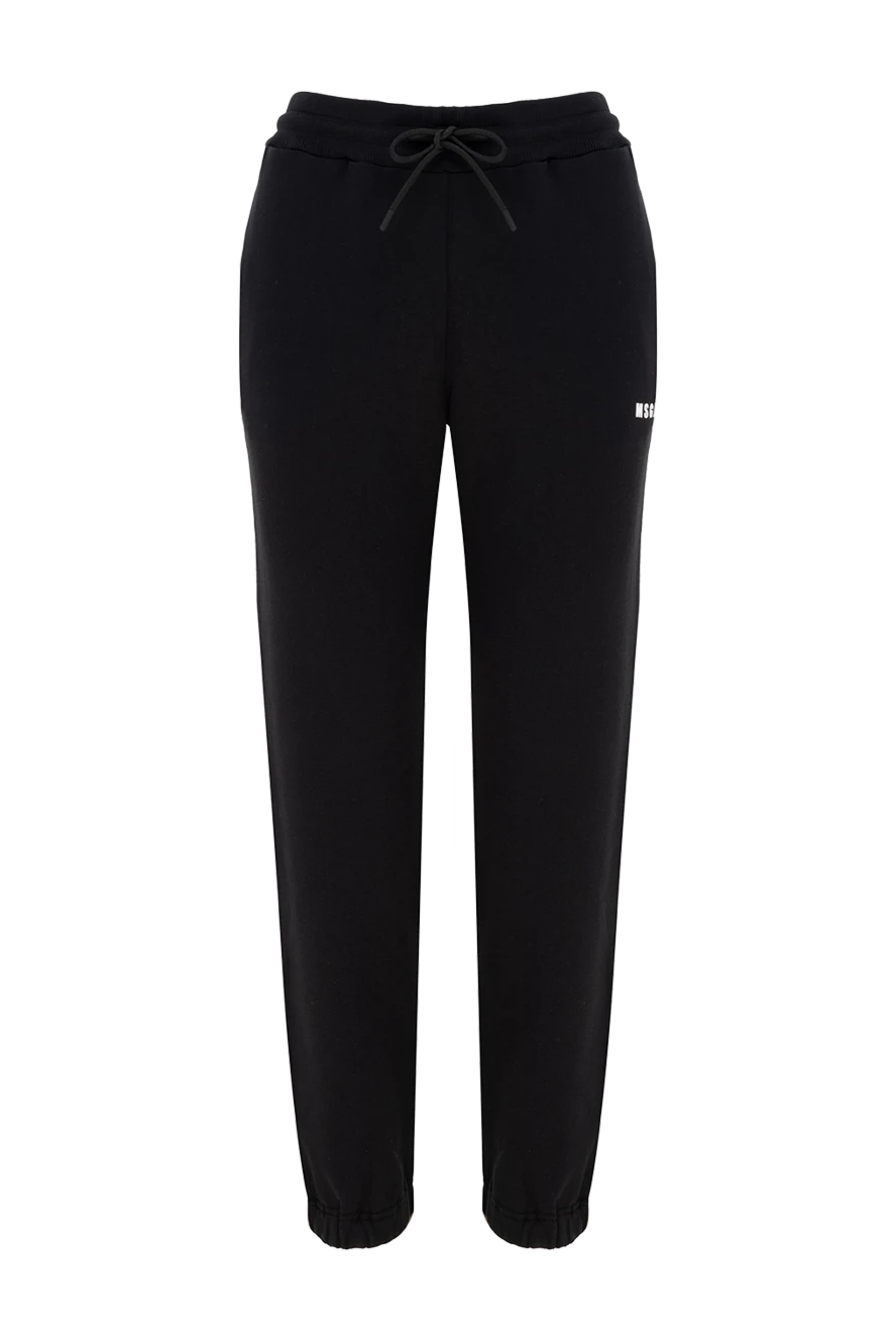 MSGM woman women's black knitted cotton trousers купить с ценами и фото 177877 - photo 1