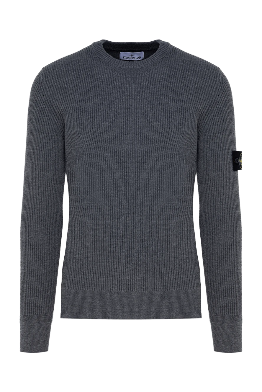 Stone Island man long sleeve wool jumper for men, gray купить с ценами и фото 177919 - photo 1