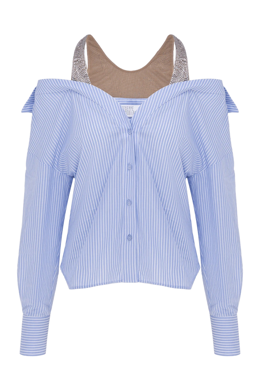 Giuseppe Di Morabito woman women's blue cotton blouse купить с ценами и фото 177944 - photo 1