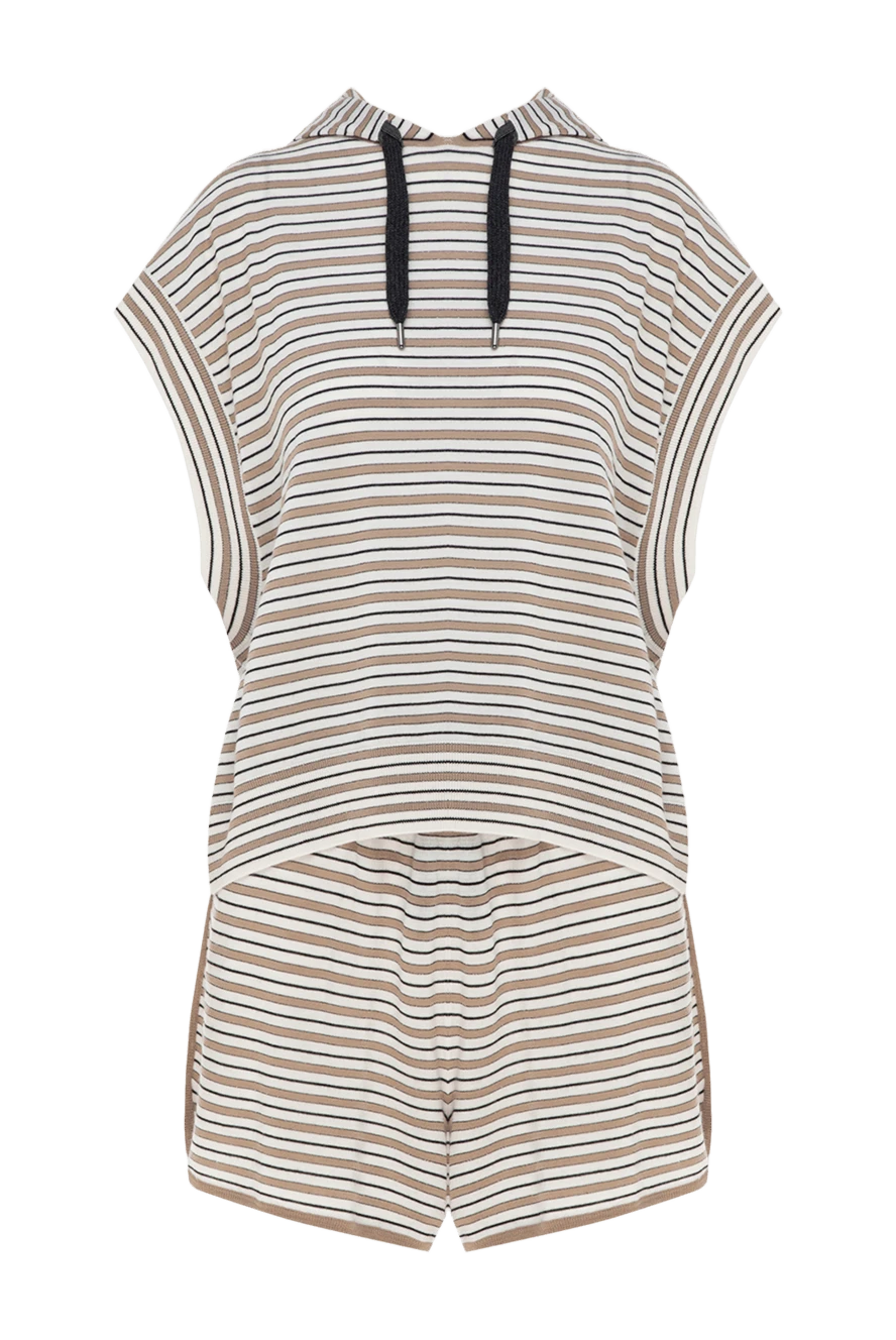 Brunello Cucinelli костюм с шортами из шерсти и кашемира женский бежевый 177999 - фото 1