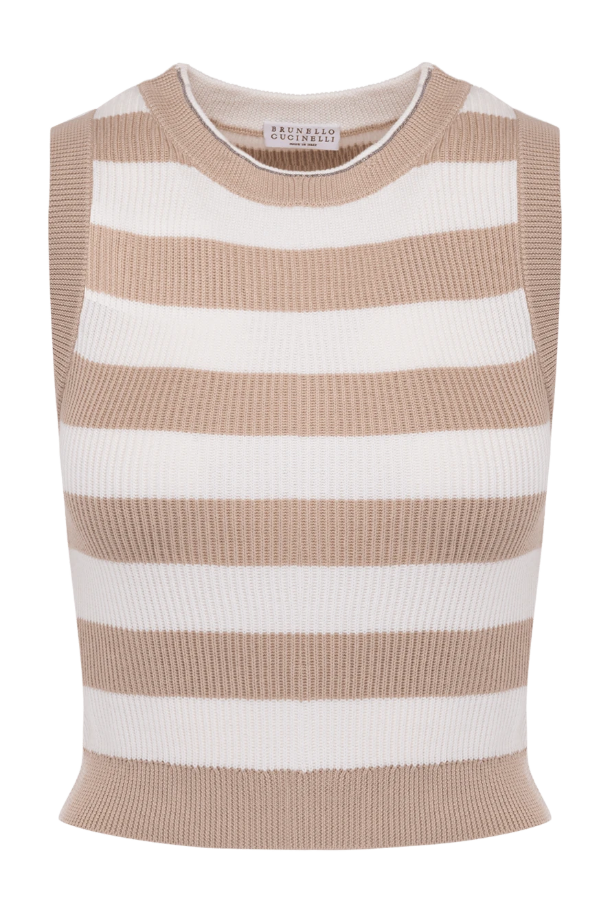 Brunello Cucinelli топ из хлопка женский бежевый 178000 - фото 1