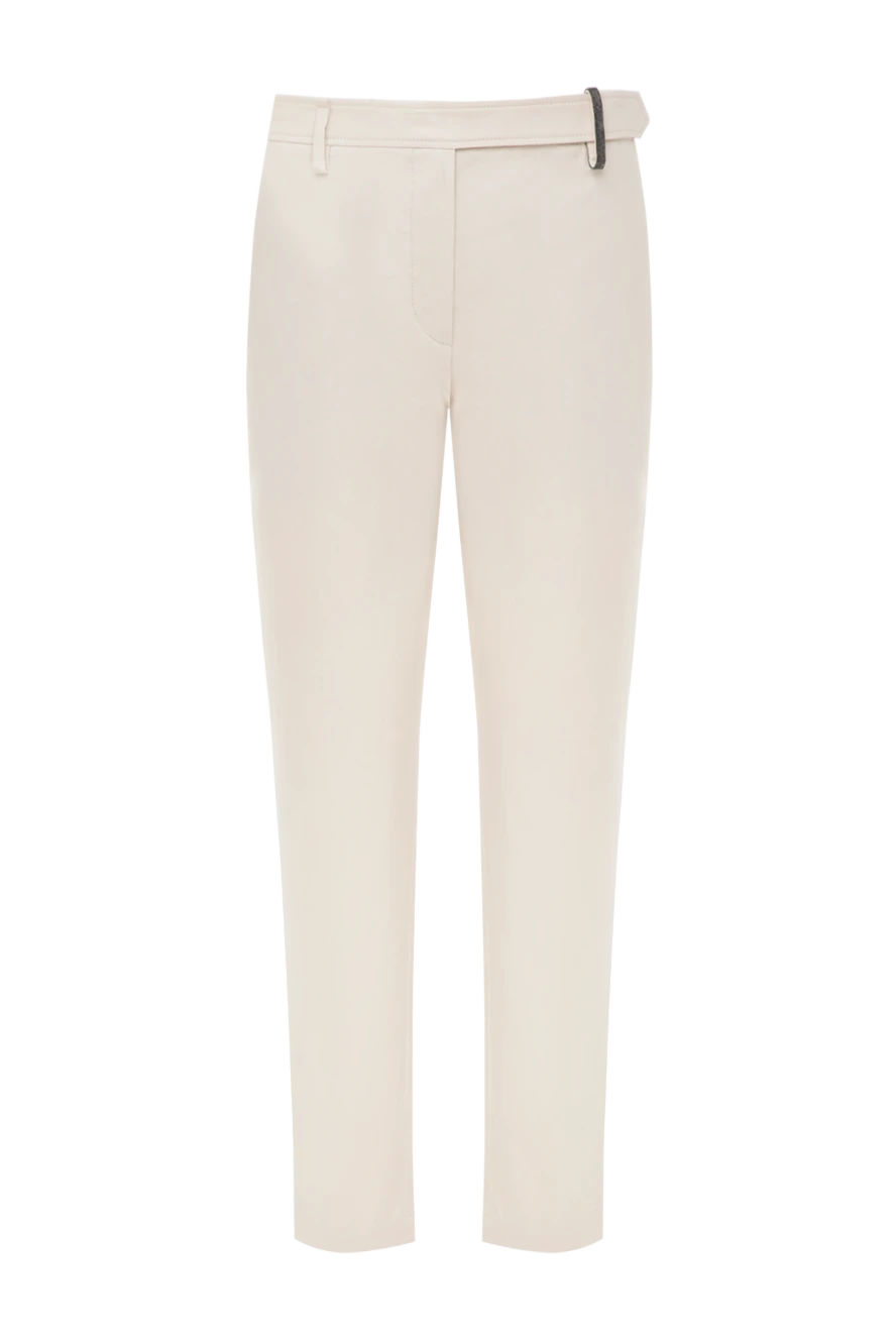 Brunello Cucinelli брюки из хлопка и эластана женские бежевые 178028 - фото 1