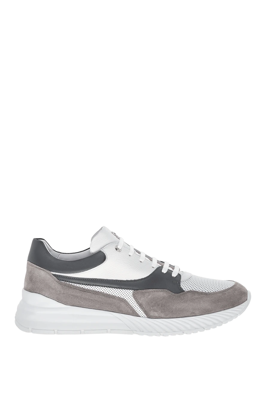 Stefano Ricci ерлерге арналған таза былғарыдан жасалған кроссовкалар, сұр түсті 178184 - фото 1