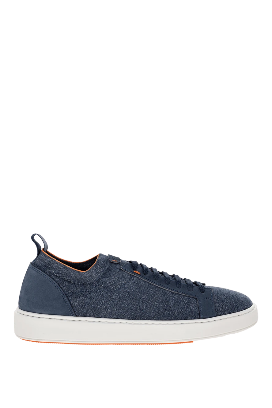 Santoni man men's blue cotton sneakers купить с ценами и фото 178208 - photo 1