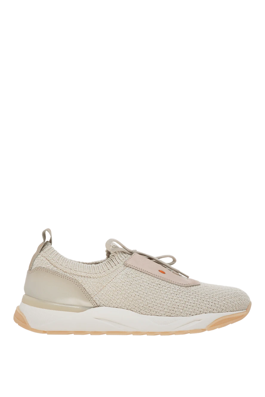 Santoni man cotton sneakers for men, beige купить с ценами и фото 178220 - photo 1