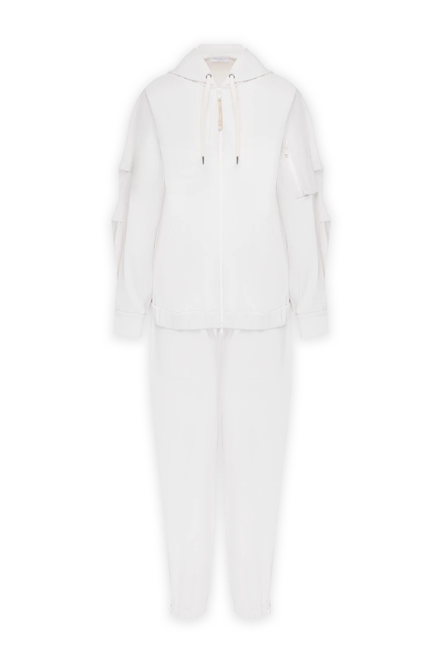 Brunello Cucinelli белый спортивный костюм из тонкого хлопка с капюшоном 178238 - фото 1